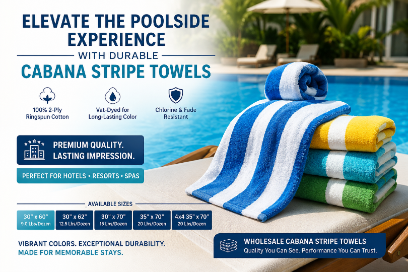 Elevate the Poolside Experience with Durable Cabana Stripe Towels